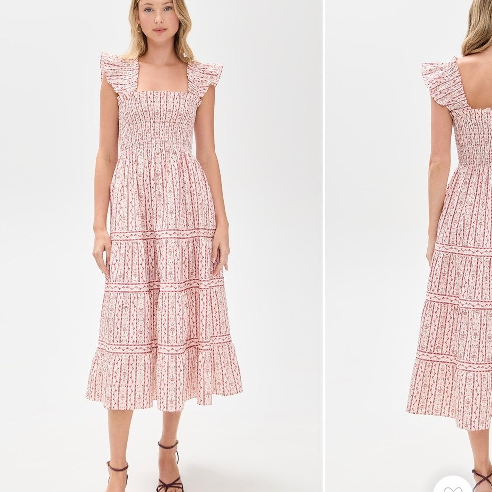 Hill House Pink Floral Patterned Midi Dress